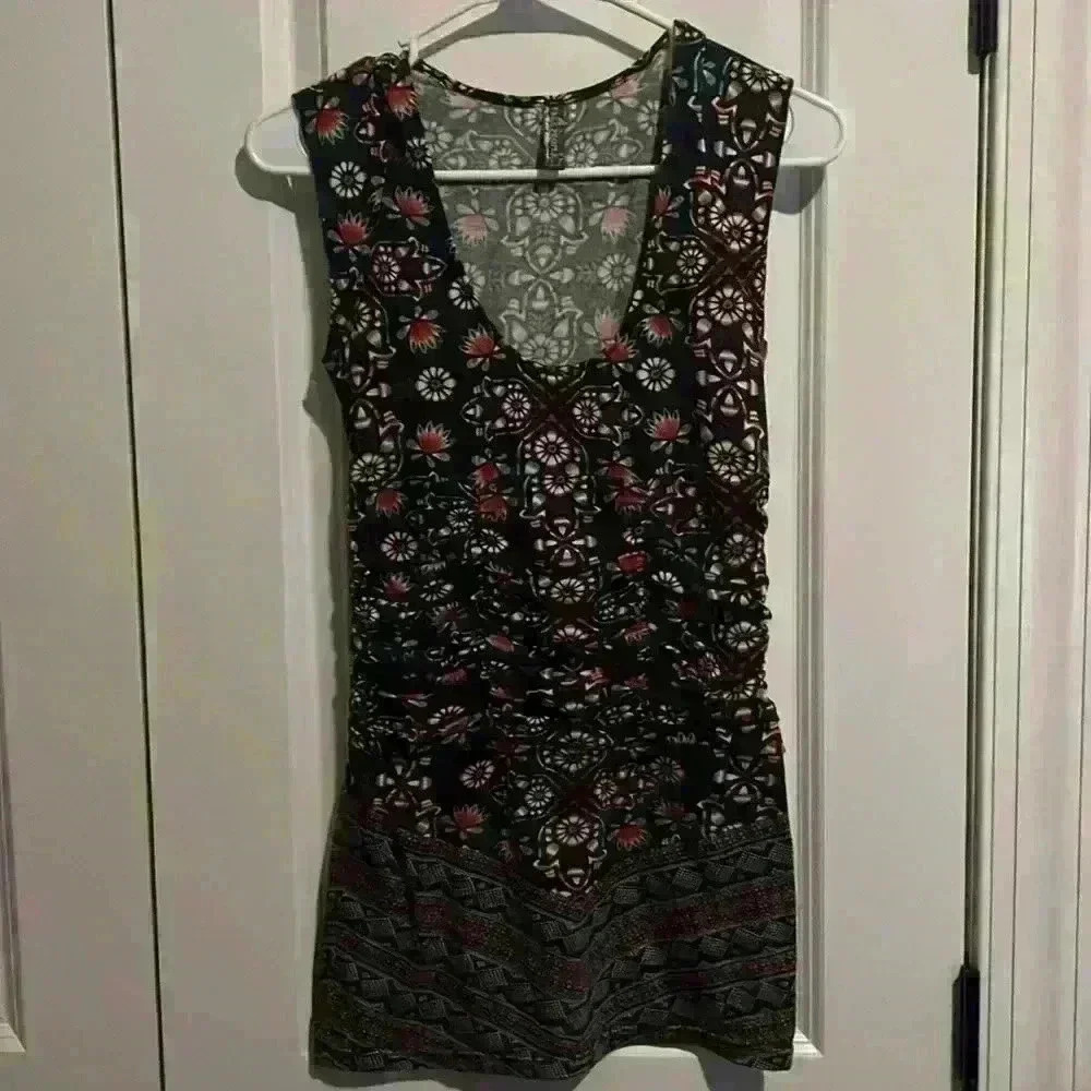 Free People Funky Rouched Tank Top Multicolored size XS 70’s style